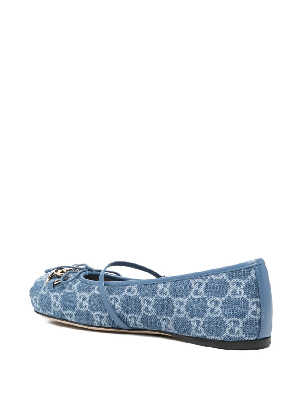 Gucci signature Horsebit detail GG monogram ballet flats Blauw
