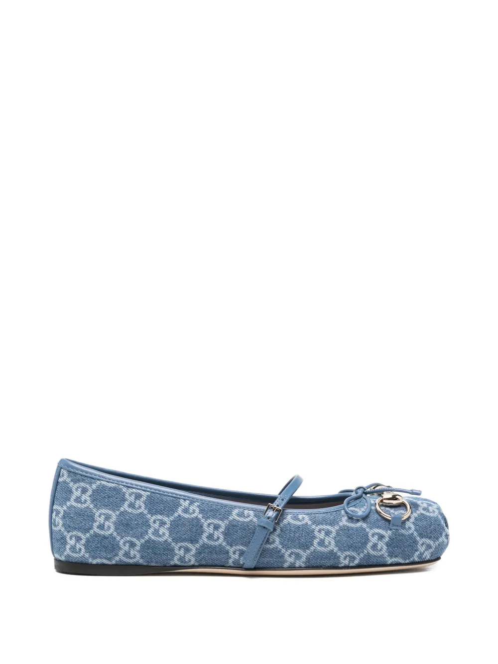 Gucci signature Horsebit detail GG monogram ballet flats Blauw