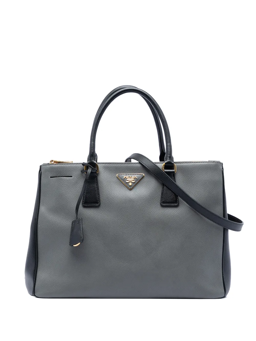 Prada Pre-Owned 2010-2025 Medium Bicolor Saffiano Lux Galleria Double Zip satchel - Grigio