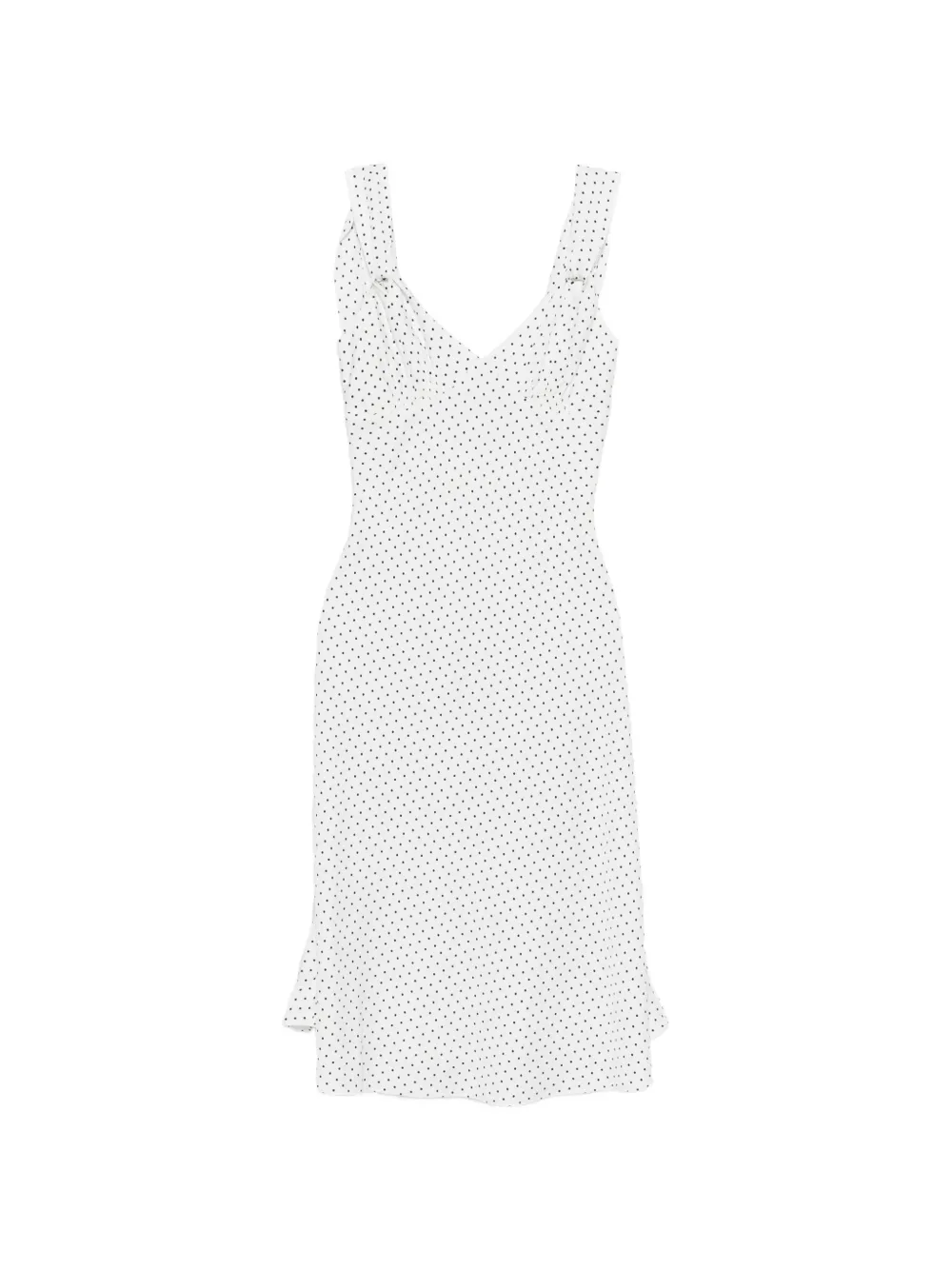 Frankies Bikinis Aurora polka dot ruffled midi dress - Bianco