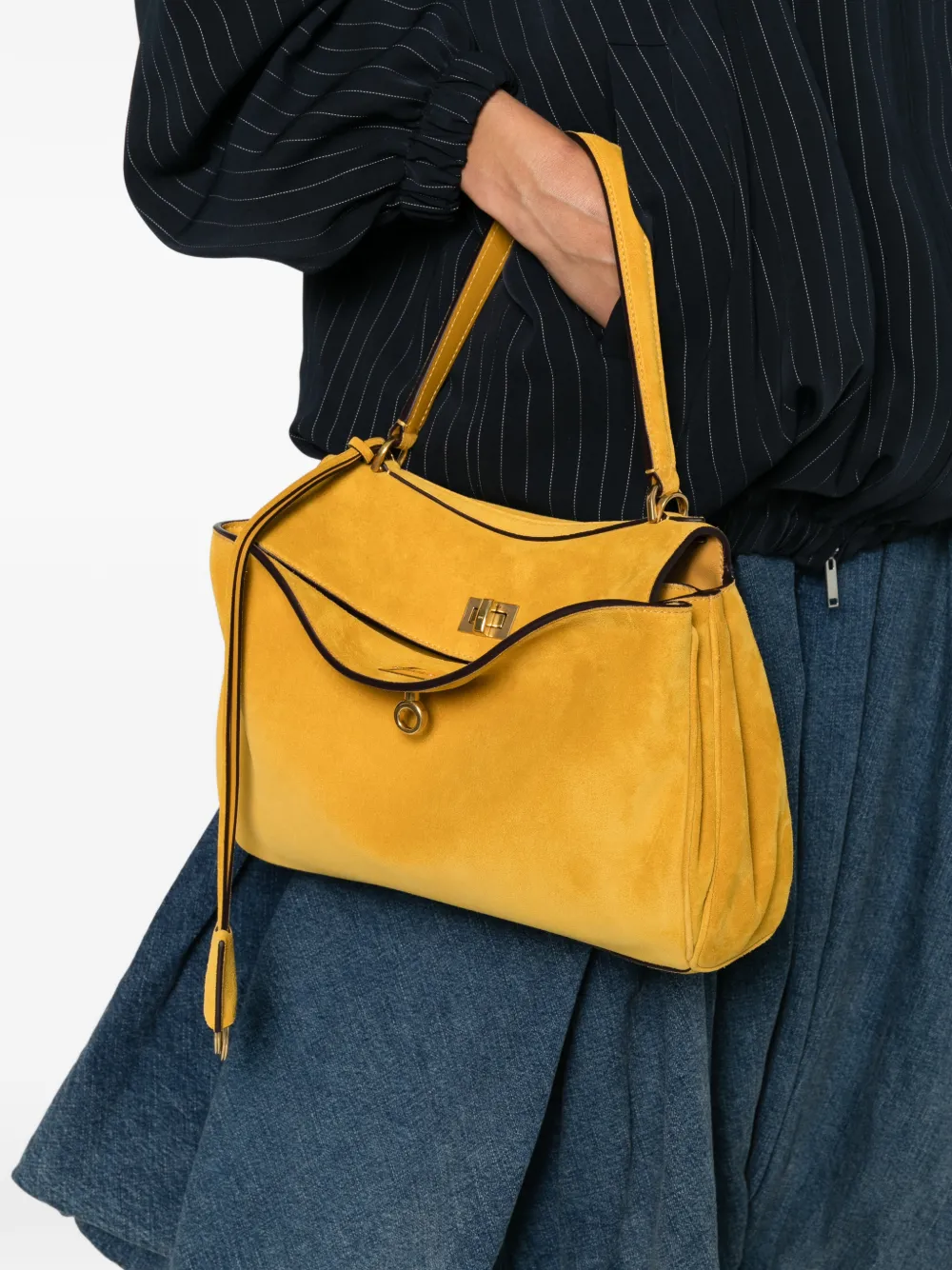Balenciaga Rodeo suède schoudertas Geel