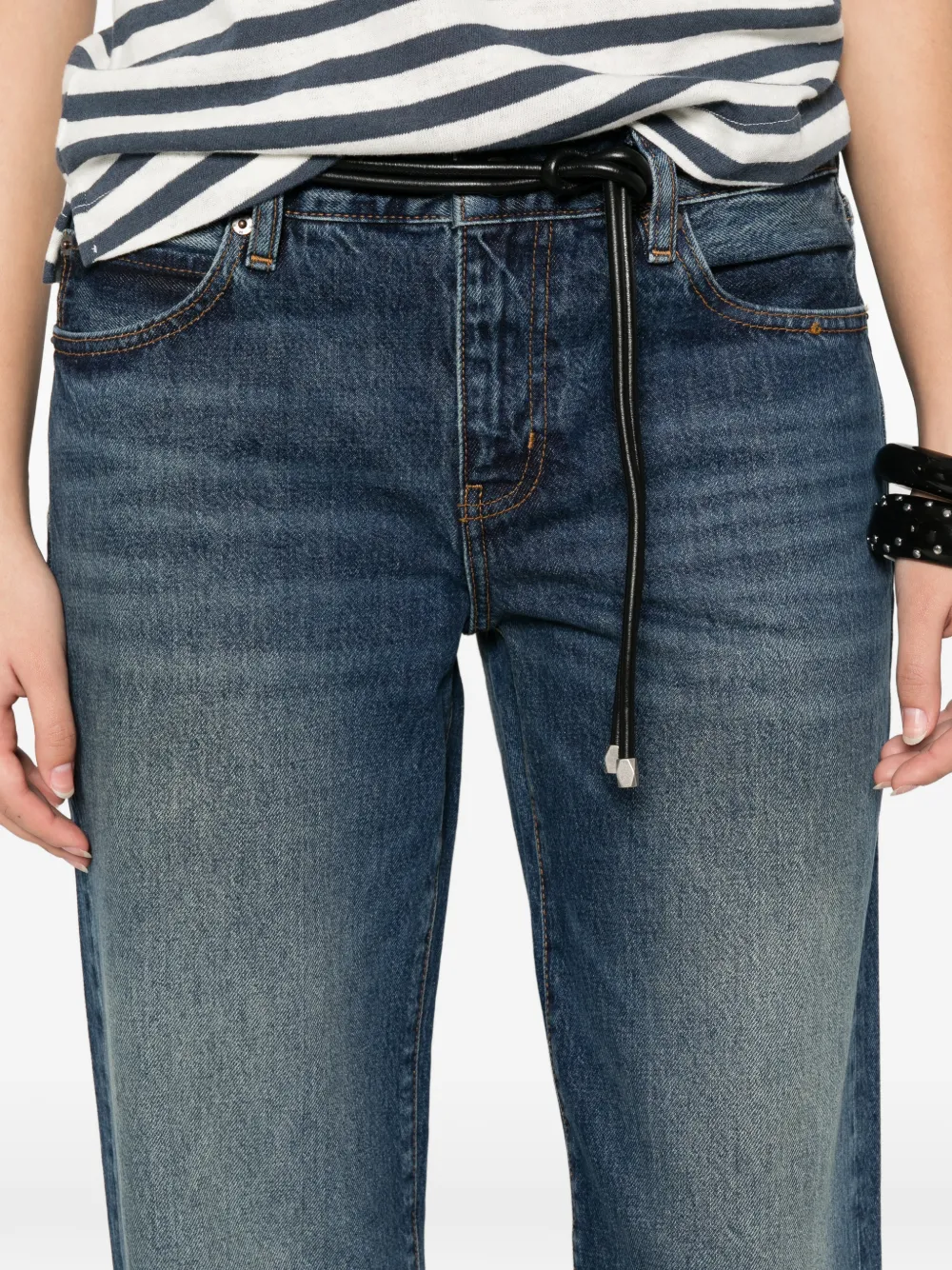 FRAME The Saturday jeans met wijde pijpen en vervaagd effect Blauw