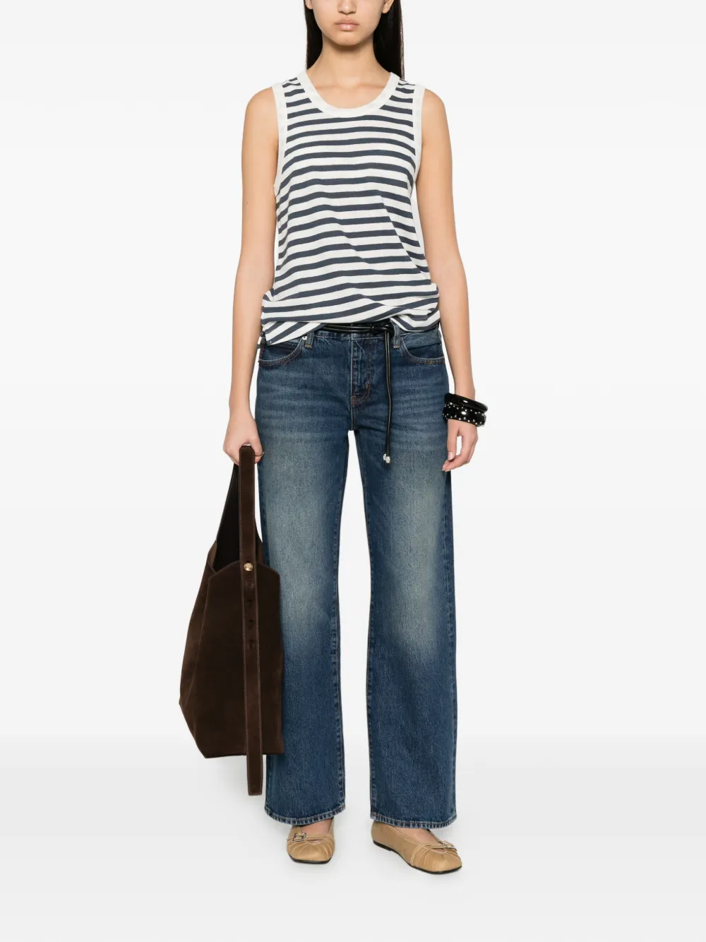 FRAME The Saturday jeans met wijde pijpen en vervaagd effect Blauw