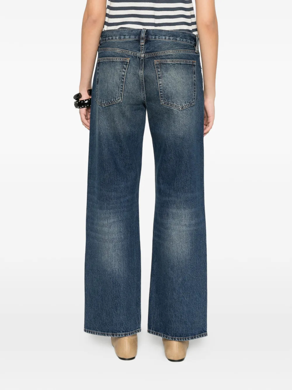 FRAME The Saturday jeans met wijde pijpen en vervaagd effect Blauw