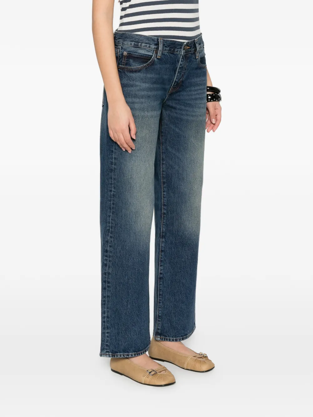 FRAME The Saturday jeans met wijde pijpen en vervaagd effect Blauw