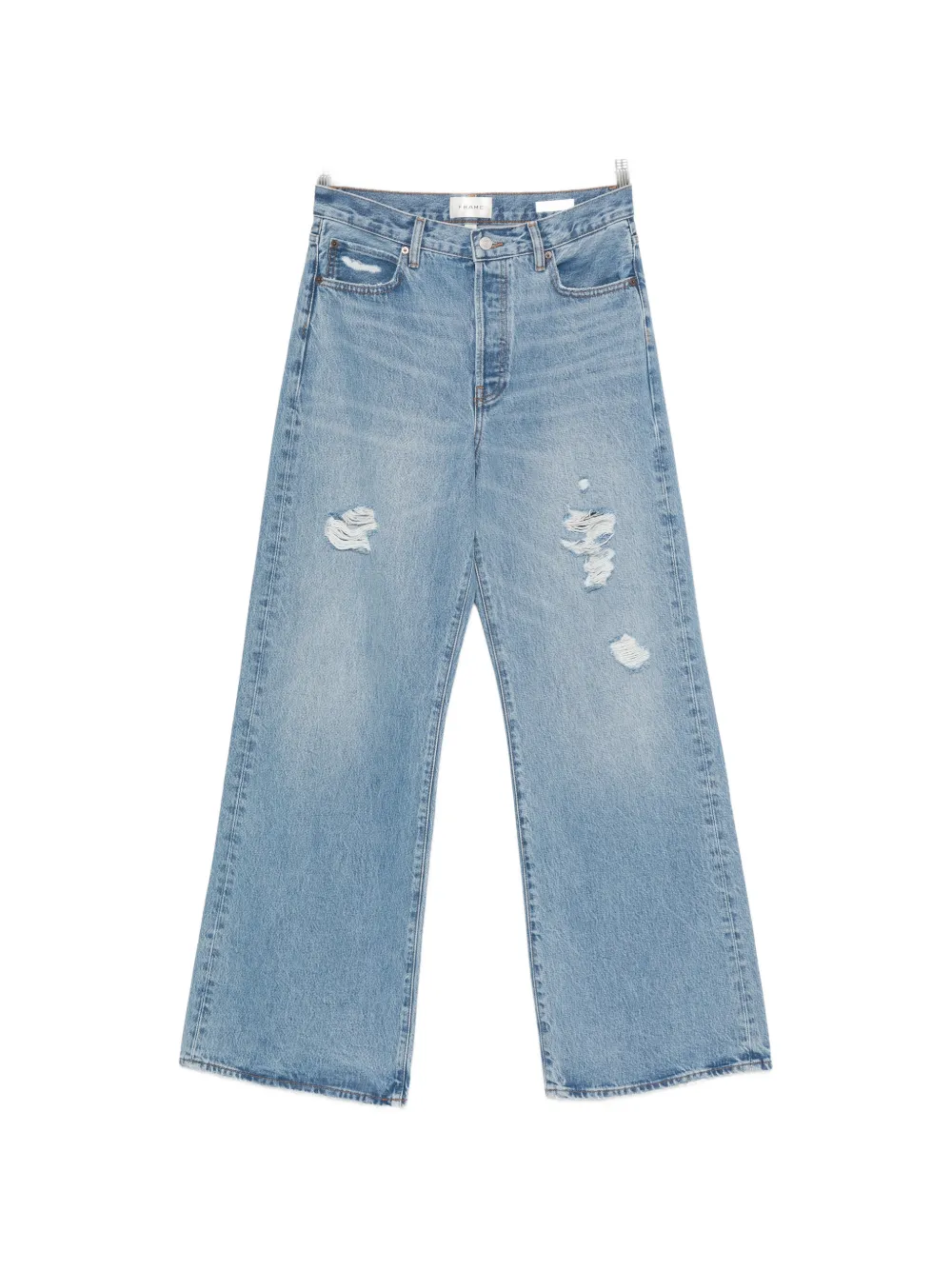 FRAME The Loose distressed wide-leg jeans - Blu