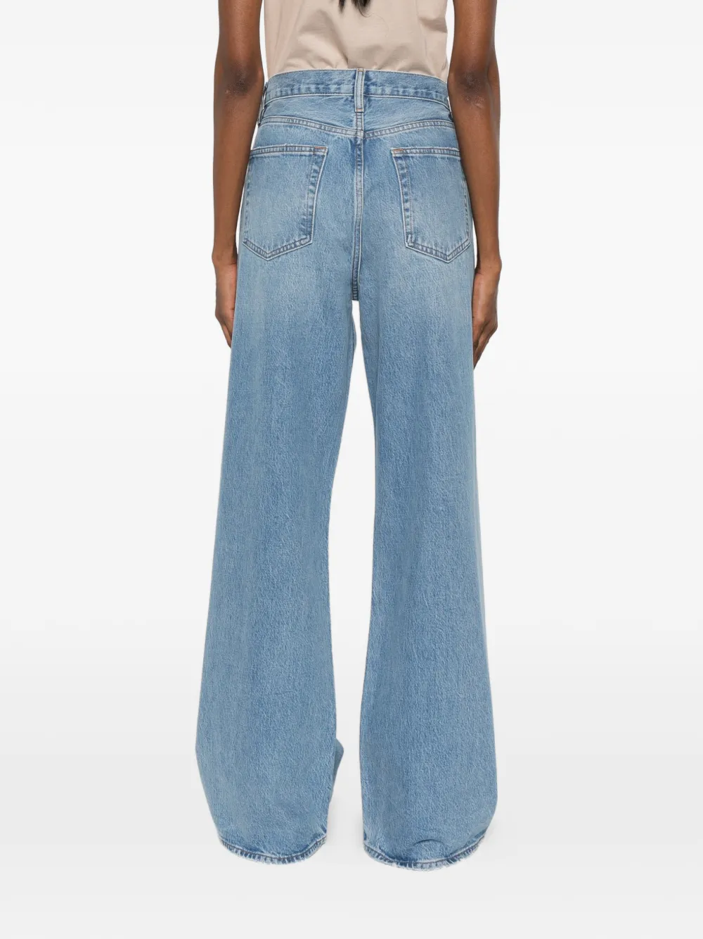 FRAME The Loose gerafelde jeans met wijde pijpen Blauw