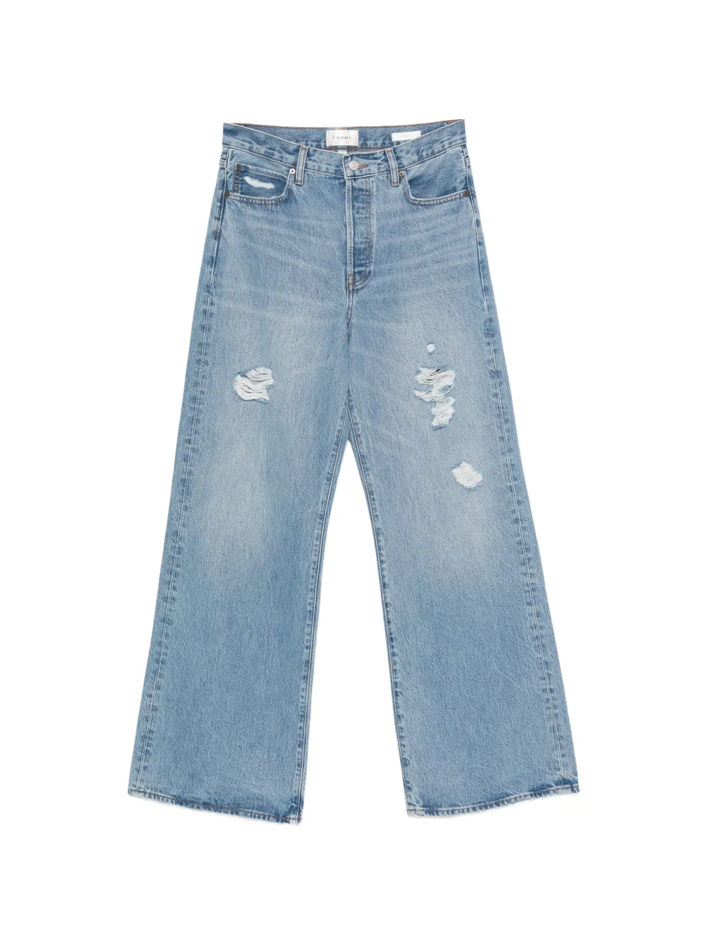 FRAME The Loose distressed wide-leg jeans - Blu