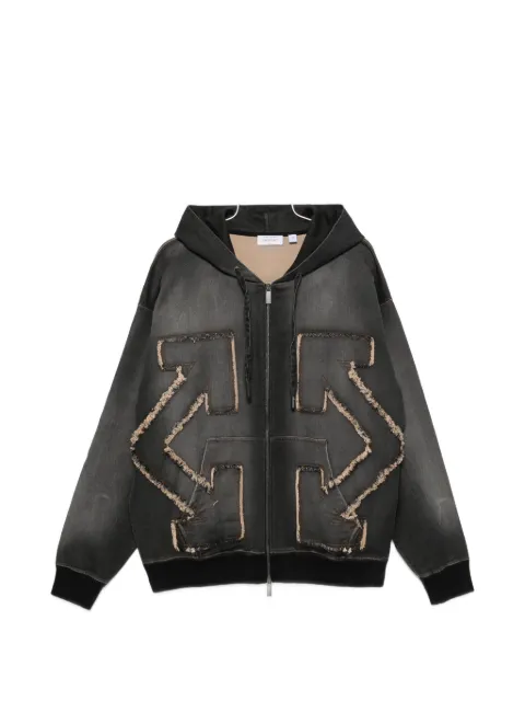 Off-White arrows-patchwork zip-up hoodie