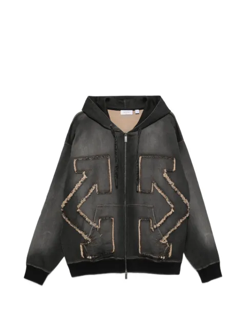 Off-White arrows-patchwork zip-up hoodie