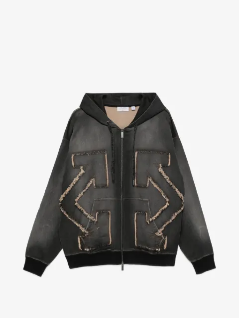 Off-White distressed Arrow skate zip hoodie