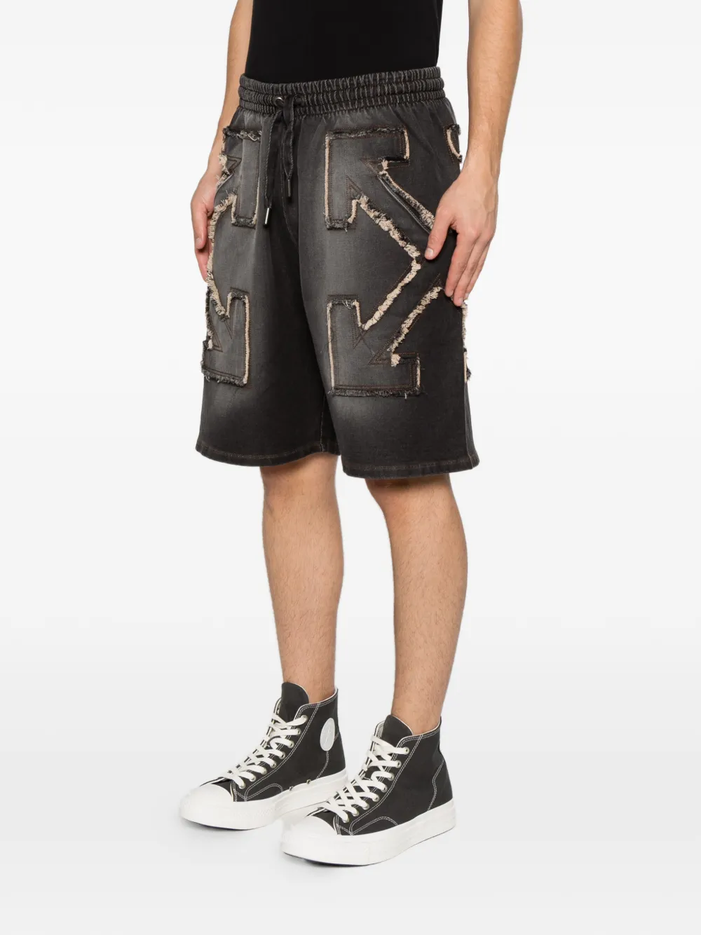  Off-white Short Arrow Effilé à Design Patchwork - Gris 