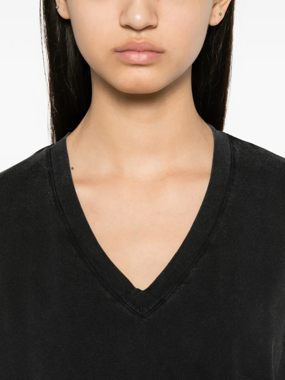 Majestic Filatures T-shirt met V-hals Zwart