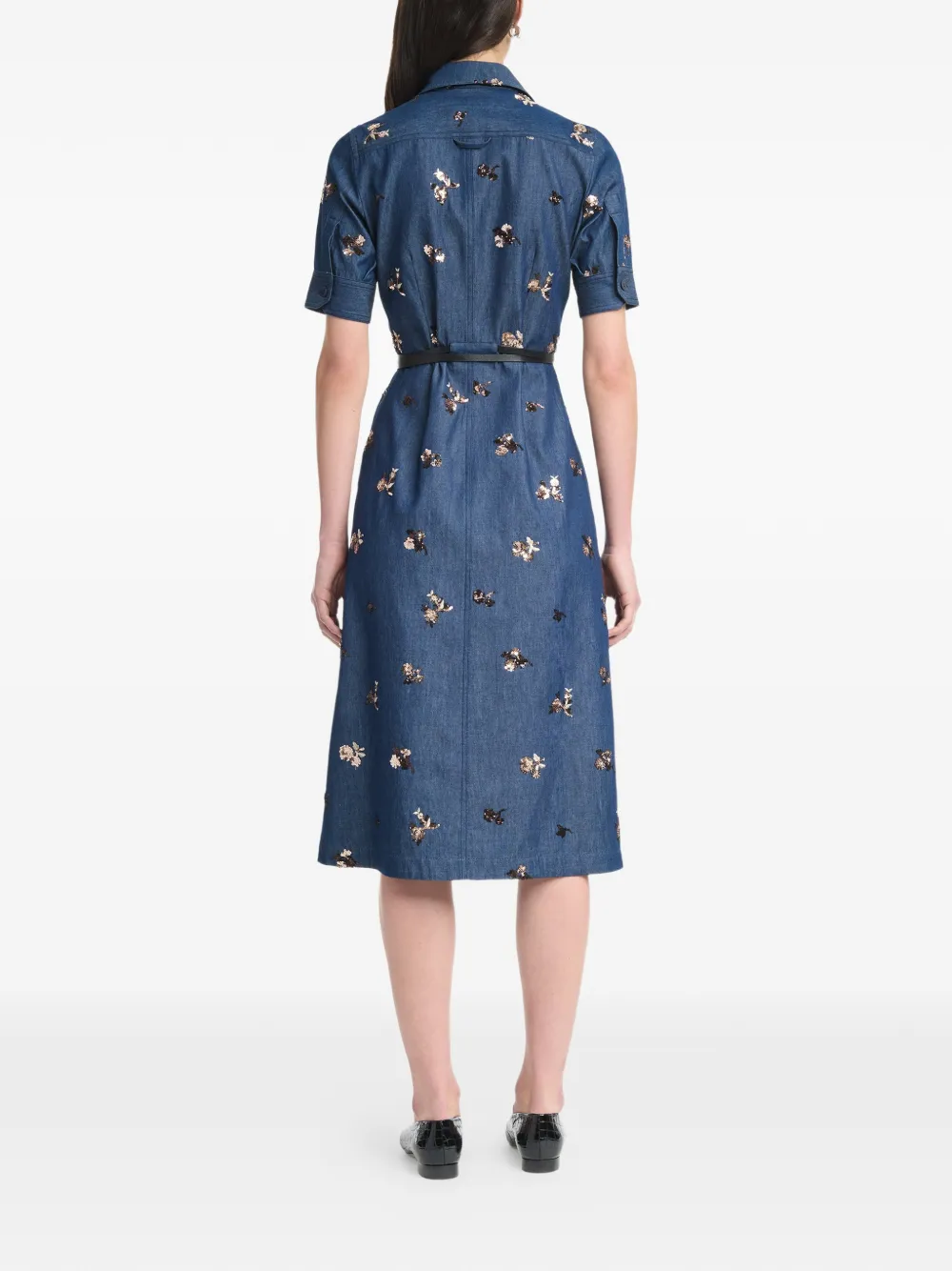Altuzarra Sequin-embellished Floral-print Midi Shirt Dress in Blue, view 3