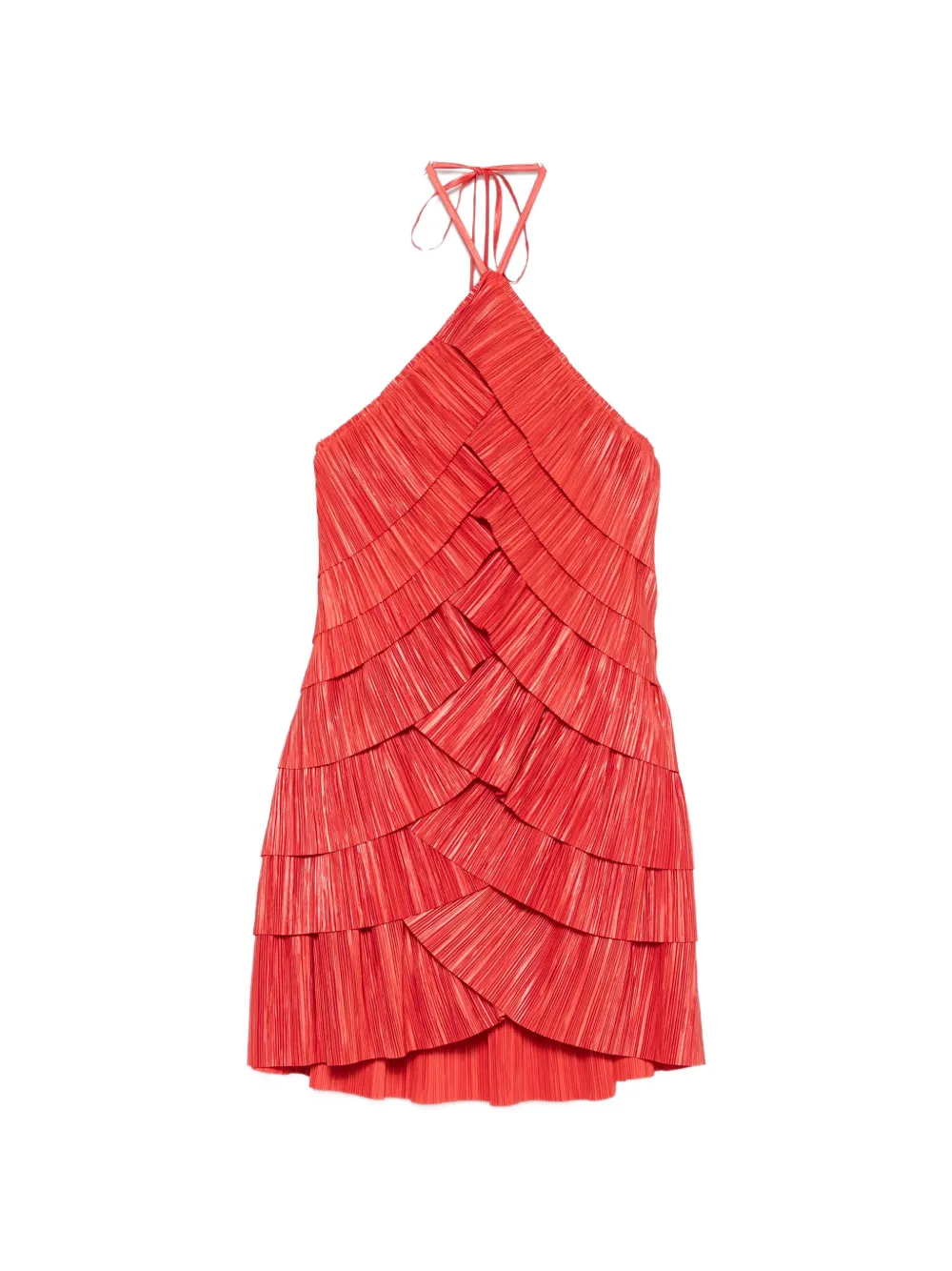 Cult Gaia tiered plissé-effect dress - Rosso