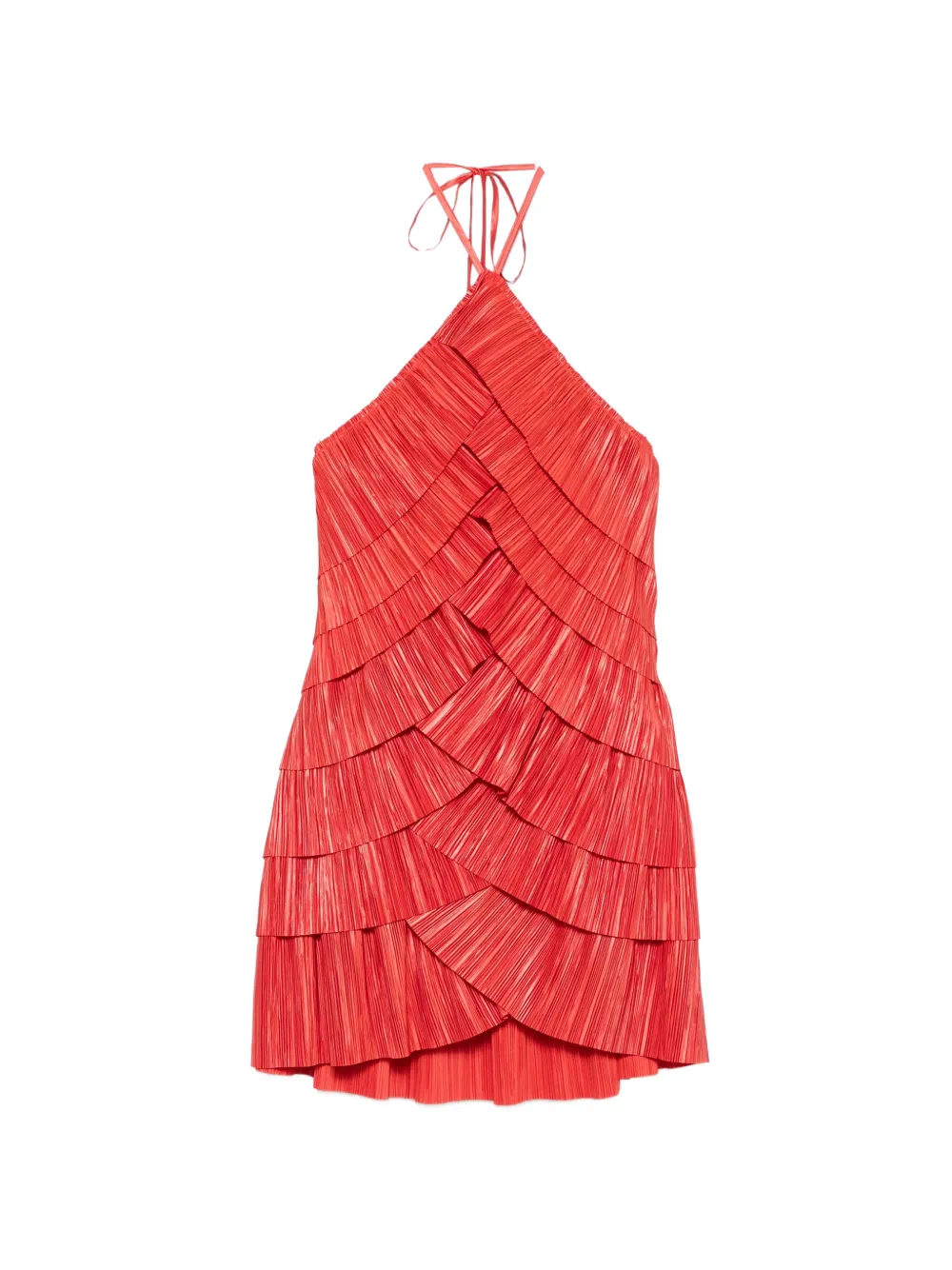 Cult Gaia tiered plissé-effect dress