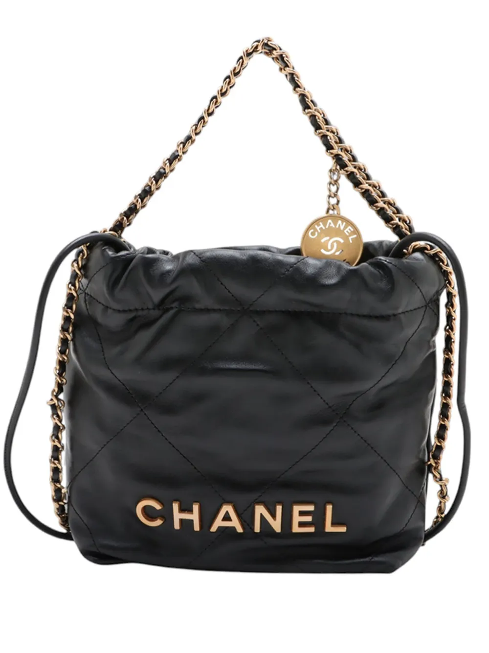 CHANEL Pre-Owned 2021-2026 Mini Shiny Calfskin 22 Handbag satchel - Nero