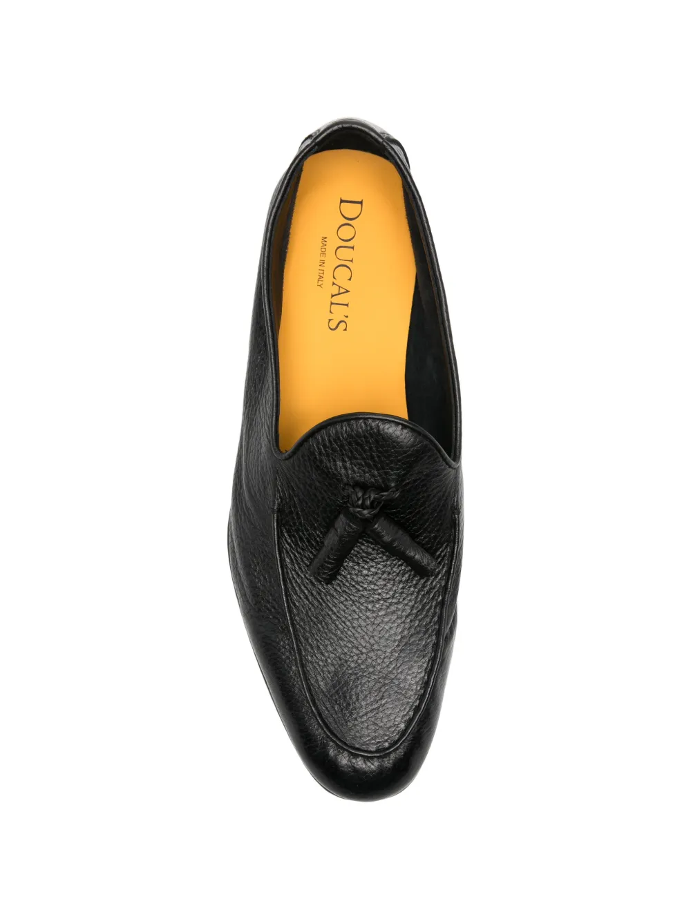 Doucal's tassel-detail grained-leather loafers Zwart