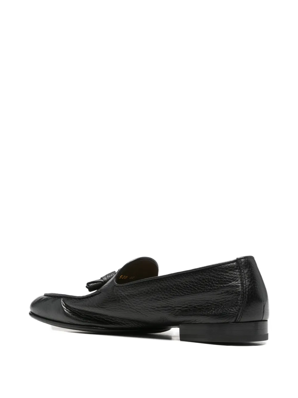 Doucal's tassel-detail grained-leather loafers Zwart