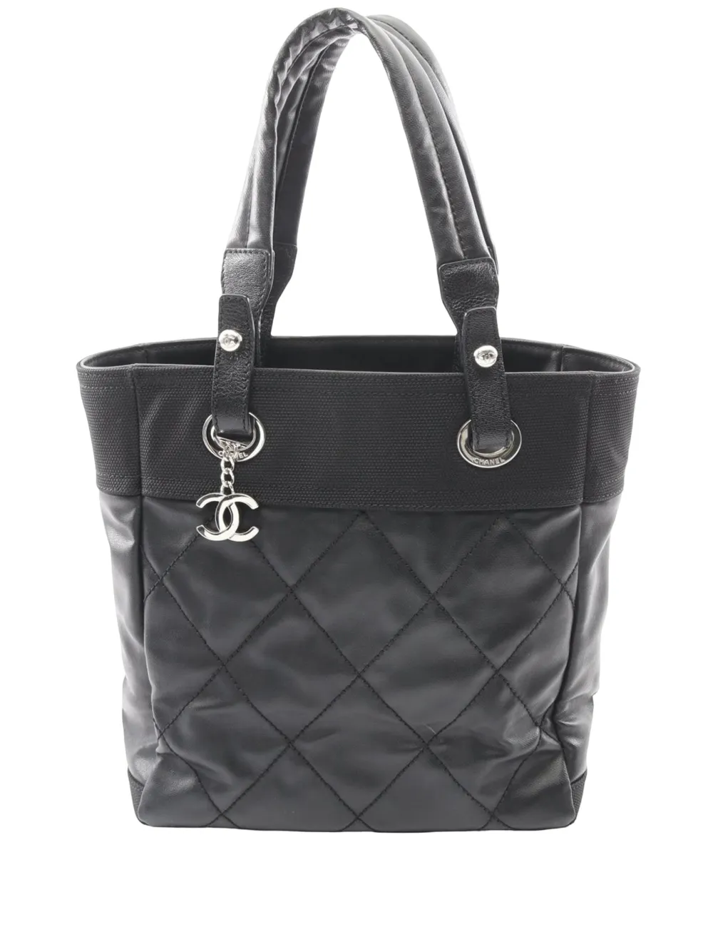 CHANEL Pre-Owned 2008-2009 Small Quilted Coated Canvas Paris Biarritz tote bag - Nero