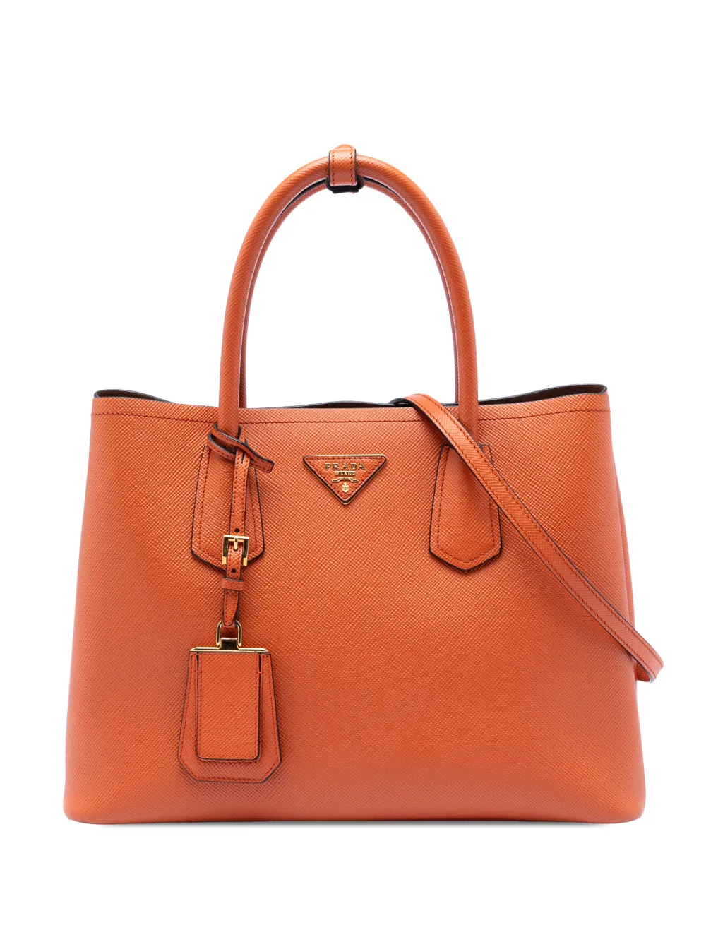 Prada Pre-Owned 2010-2025 Medium Saffiano Cuir Double satchel - Arancione