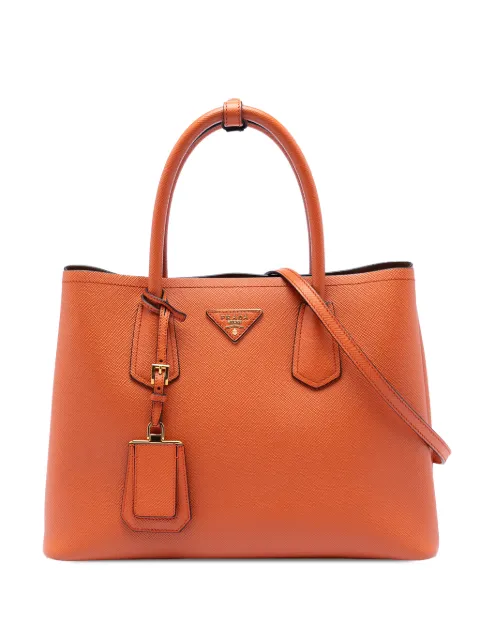 Prada Pre-Owned bolsa satchel Saffiano Cuir Double mediana 2010-2025