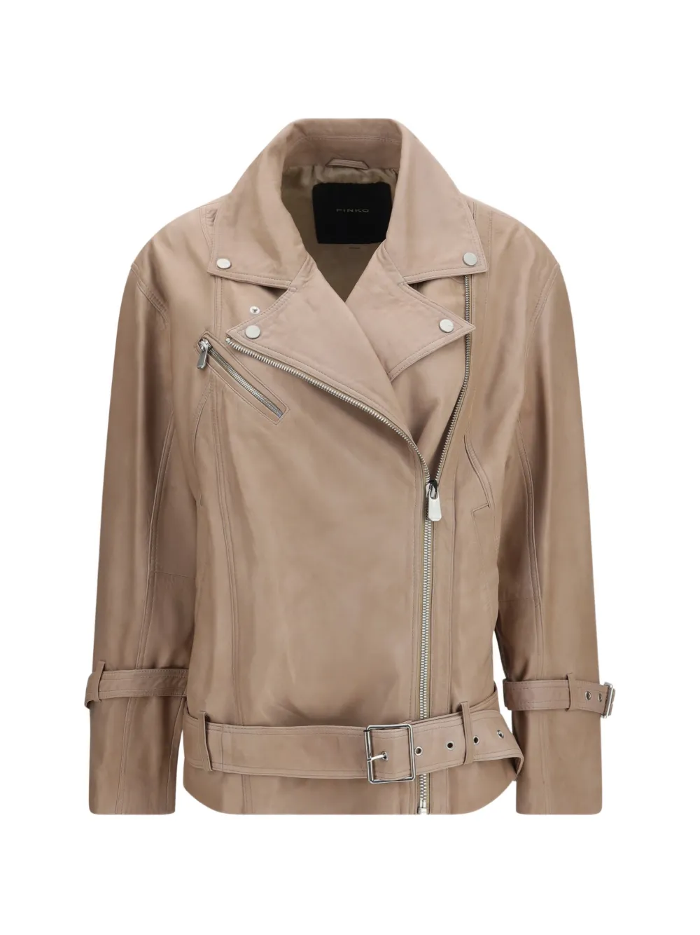PINKO Candy belted leather jacket - Toni neutri