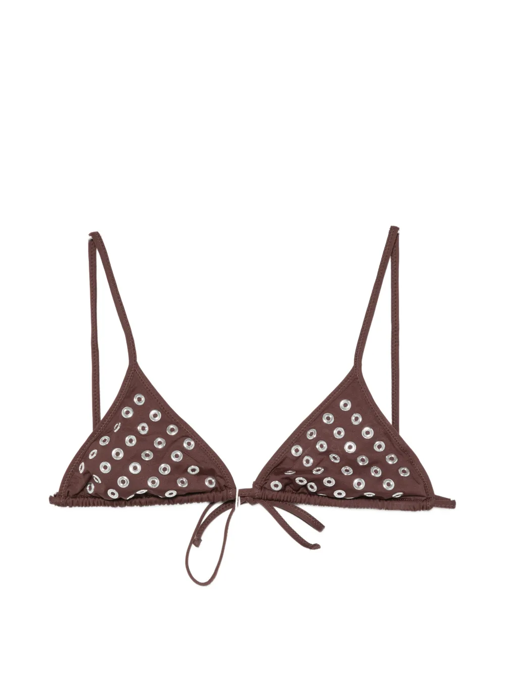 Gimaguas eyelet-embellished triangle bikini top - Marrone