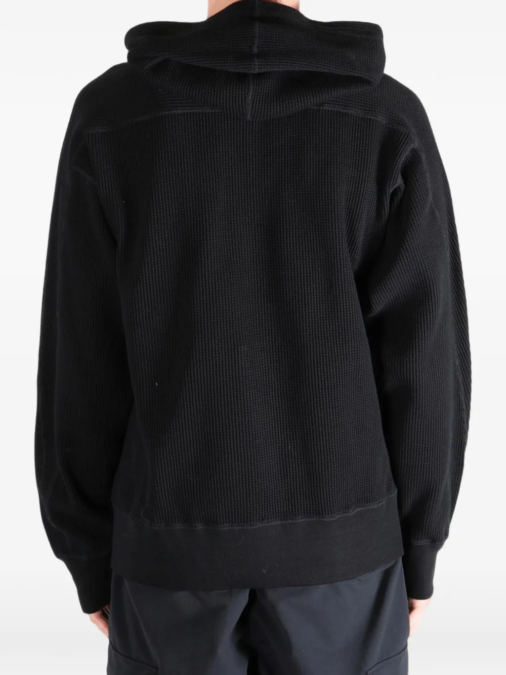 Nanamica Wafelgebreide hoodie met rits Zwart