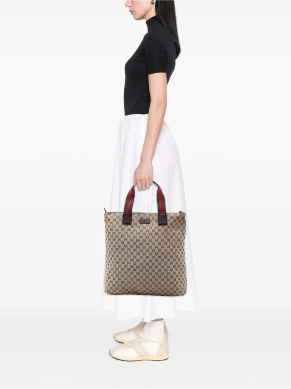 Gucci Pre-Owned 2016-2026 GG Canvas Web Vertical Tote Bag