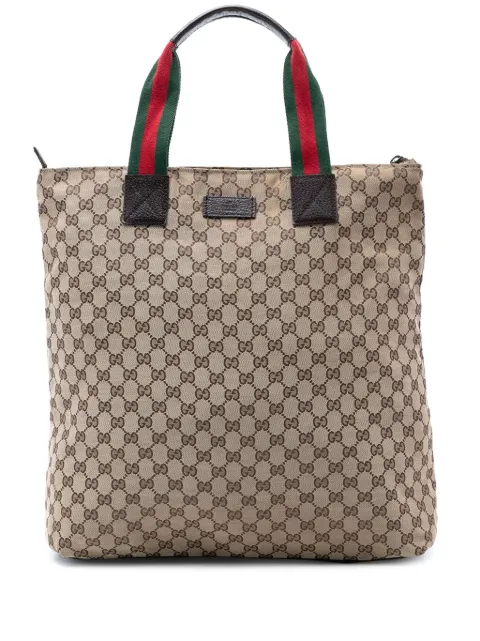 Gucci Pre-Owned bolso shopper vertical de lona con motivo GG y tribanda Web 2016-2026