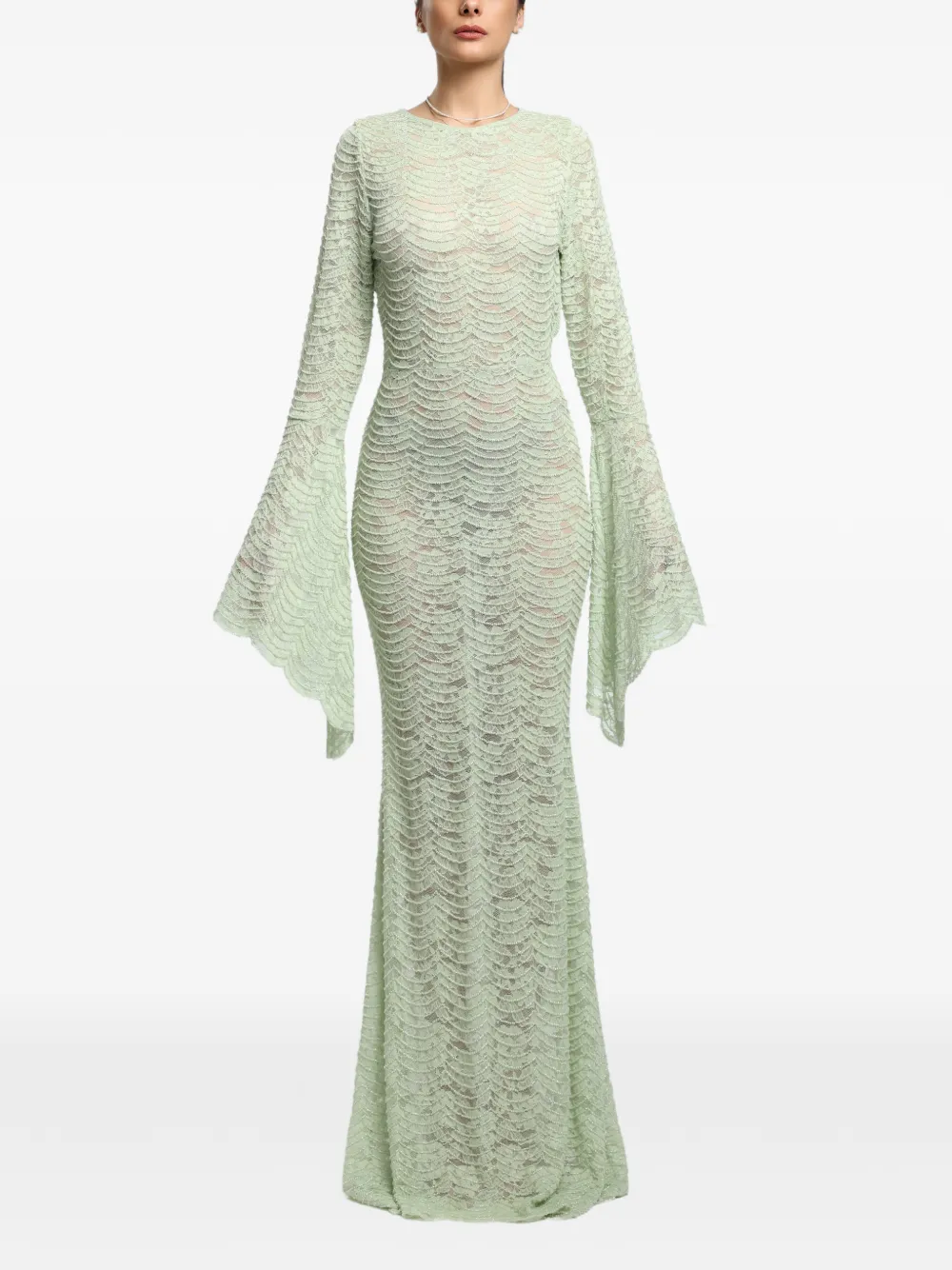 MIAU by Clara Rotescu lace open-back dress - Green