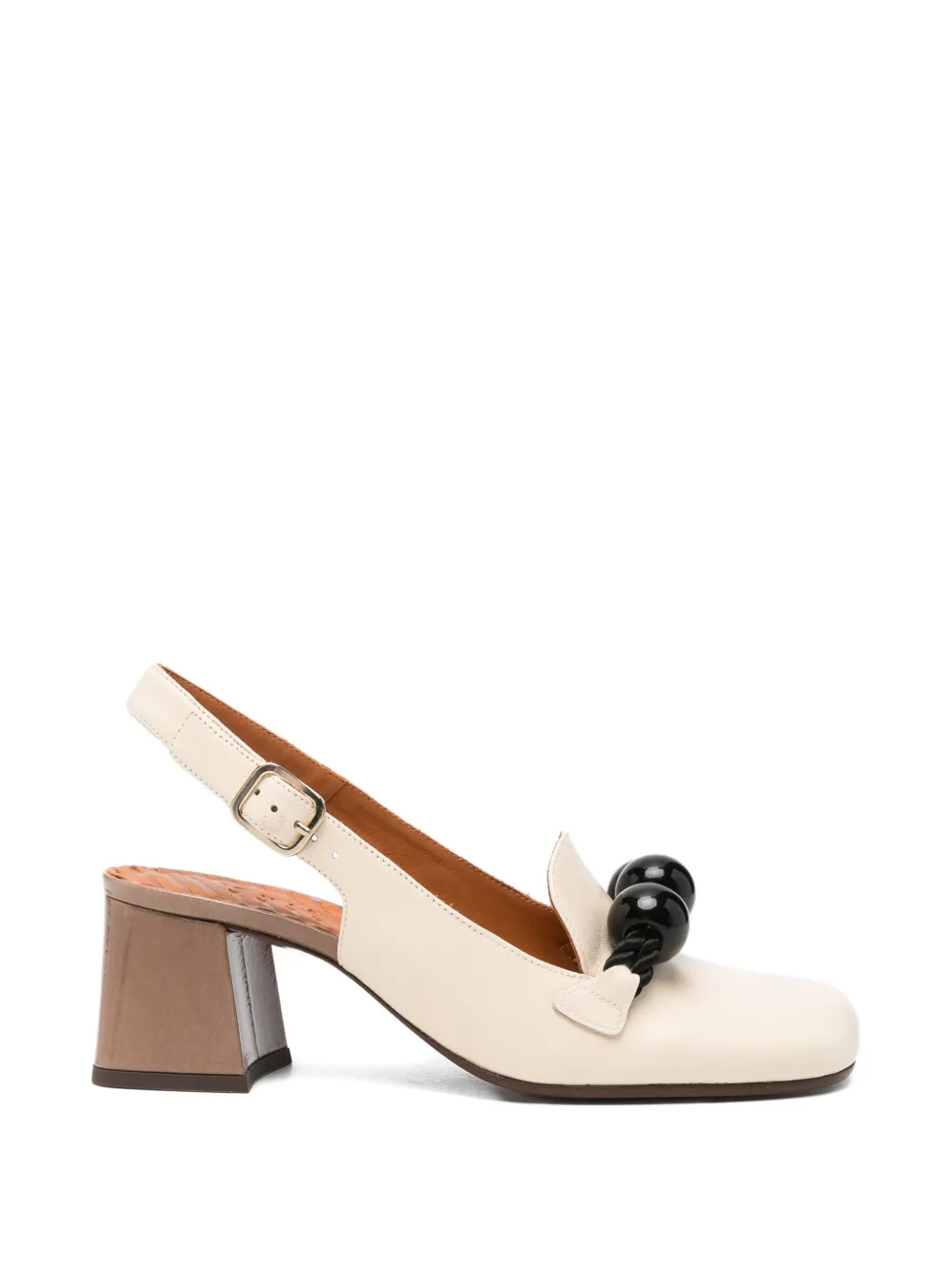 Chie Mihara Moby bead-embellished slingback pumps Beige
