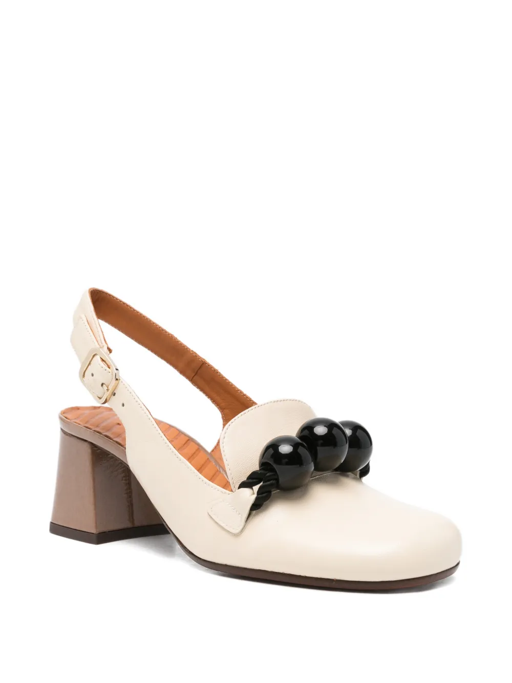Chie Mihara Moby bead-embellished slingback pumps Beige
