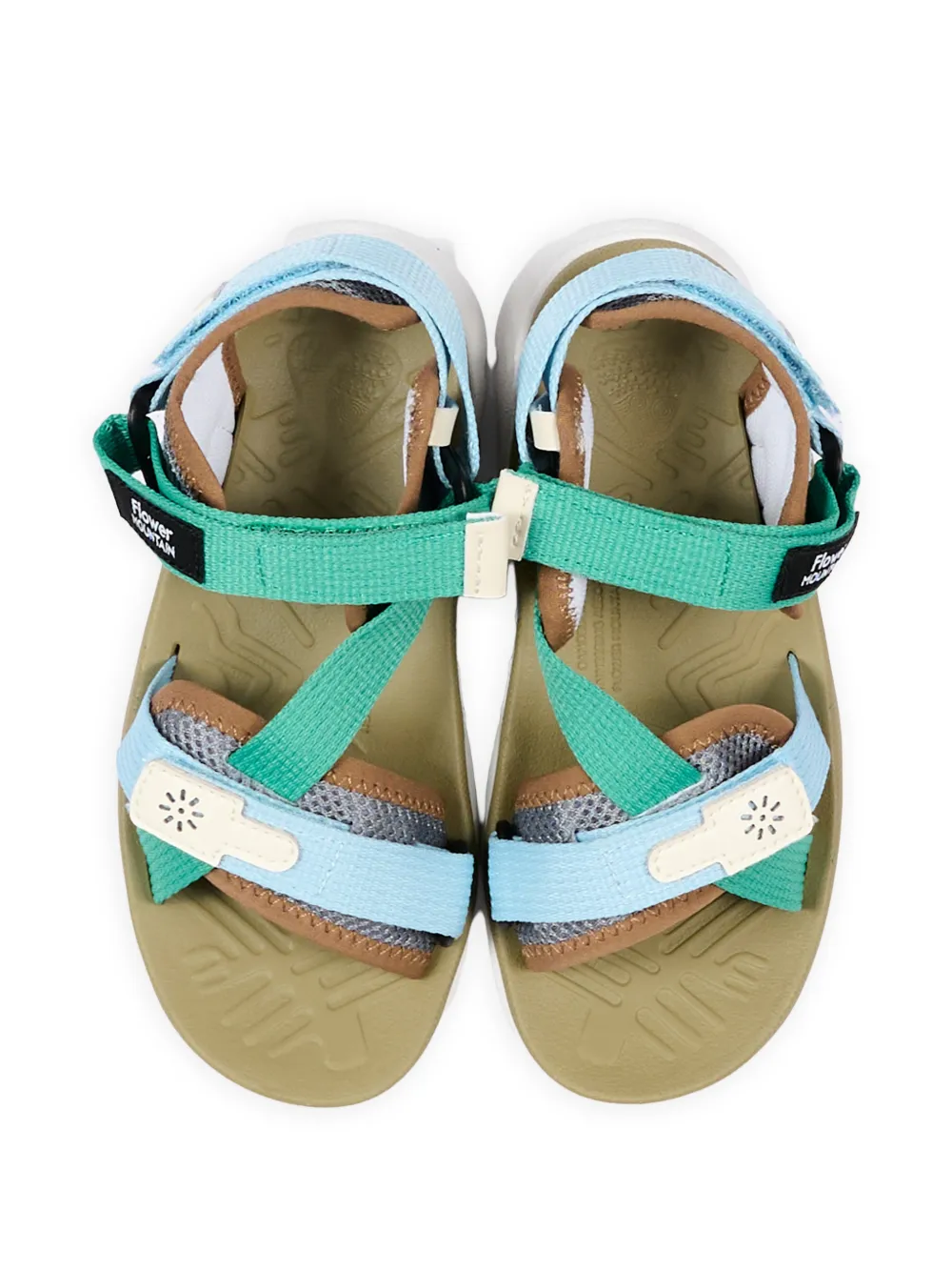 FLOWER MOUNTAIN KIDS mesh-panel touch-strap sandals Groen