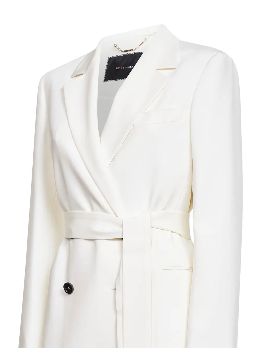 Kiton Jack met dubbele rij knopen en ceintuur Beige