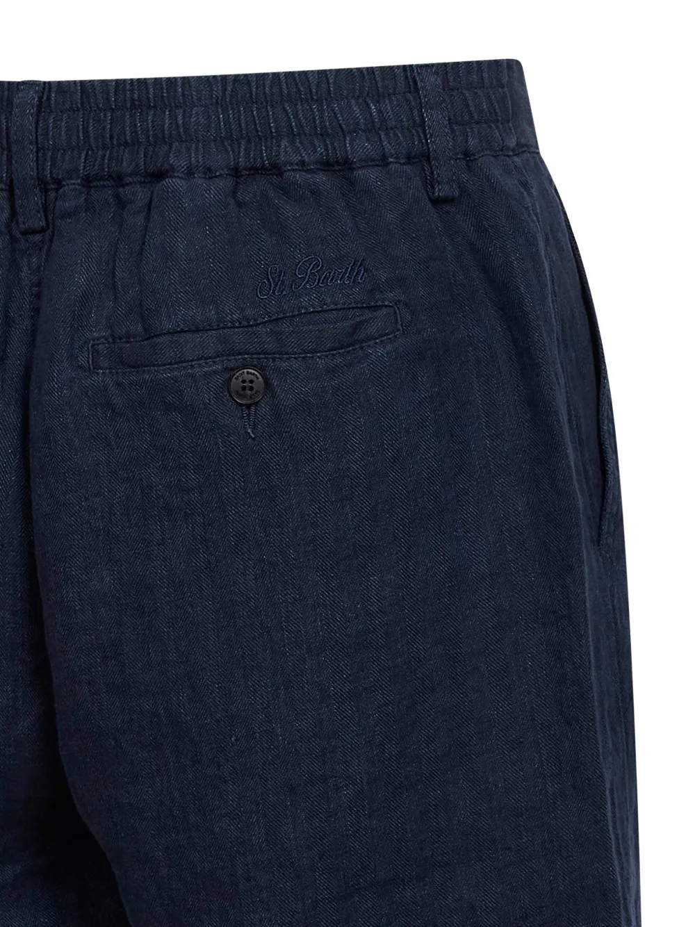 MC2 Saint Barth Shorts met elastische taille en visgraatpatroon Blauw