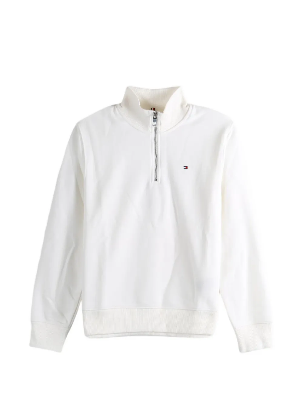 Tommy Hilfiger quarter-zip logo-embroidered sweater - Bianco
