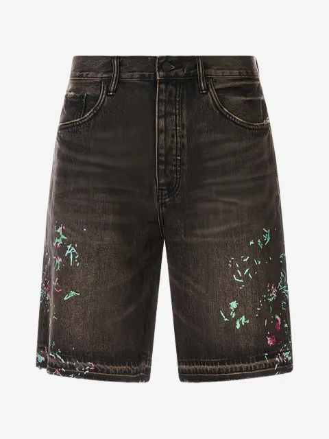 Purple Brand paint-splatter denim shorts
