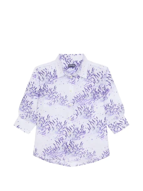 Vilebrequin lavender-print linen shirt