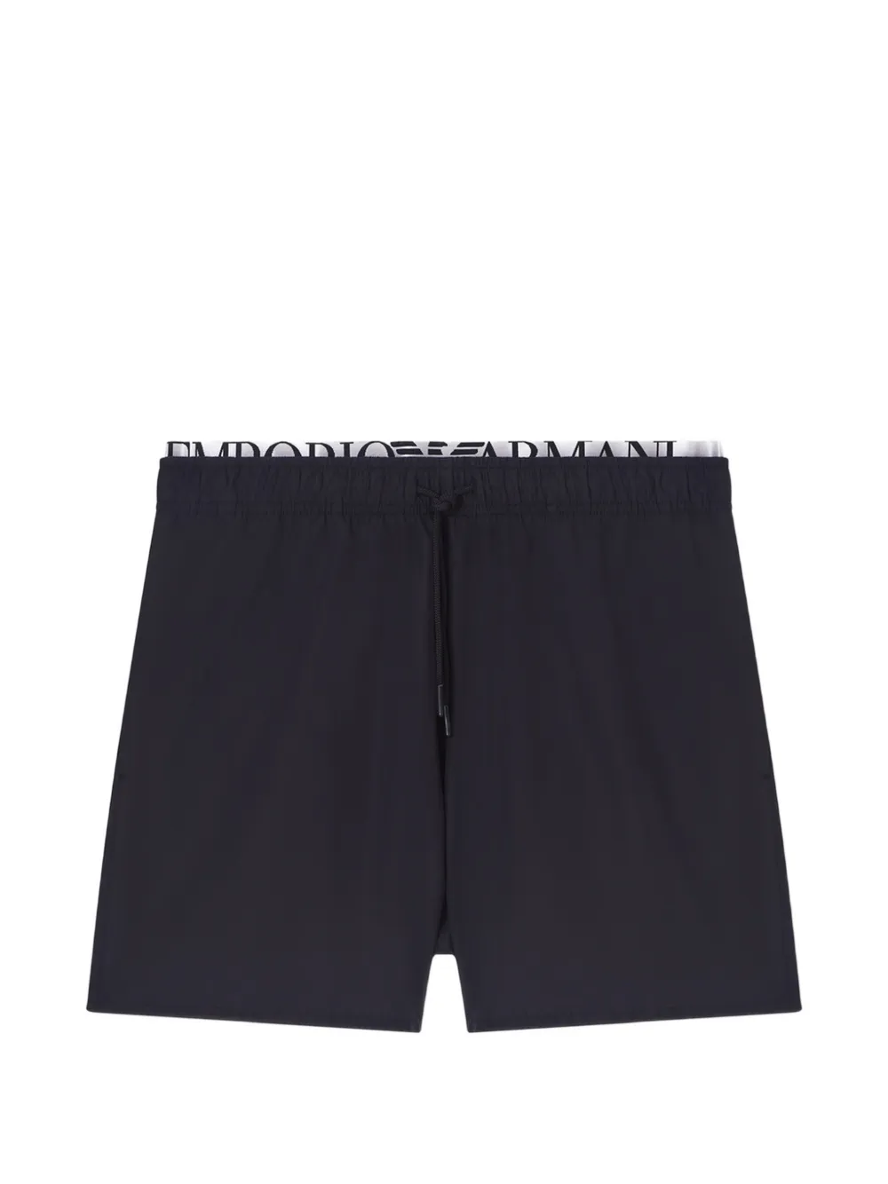 Emporio Armani logo-waistband drawstring swim shorts - Schwarz