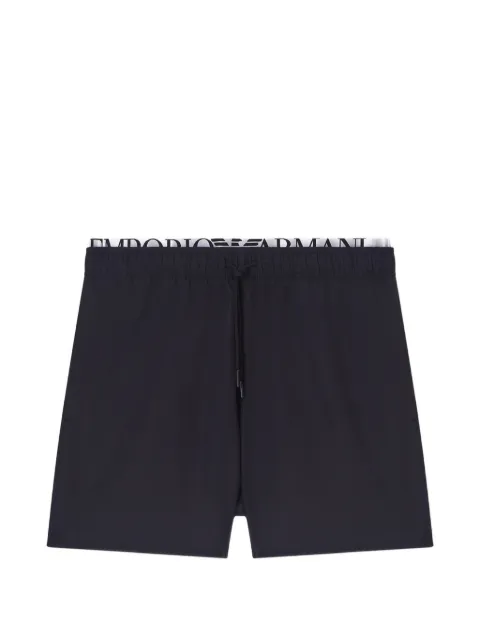 Emporio Armani 로고 웨이스트밴드 드로스트링 스윔 쇼츠