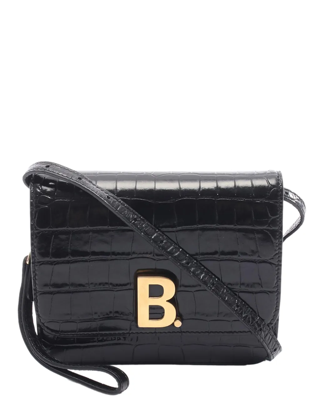 Balenciaga Pre-Owned 2010-2026 Small Crocodile Embossed Leather B. Dot Flap crossbody bag - Schwarz