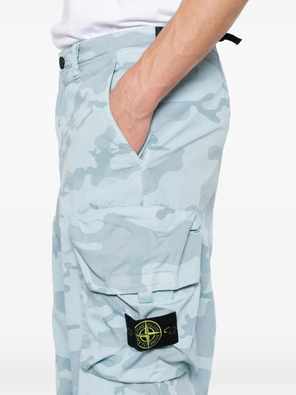 Stone Island camouflage-print Cargo Trousers | Blue | FARFETCH JO
