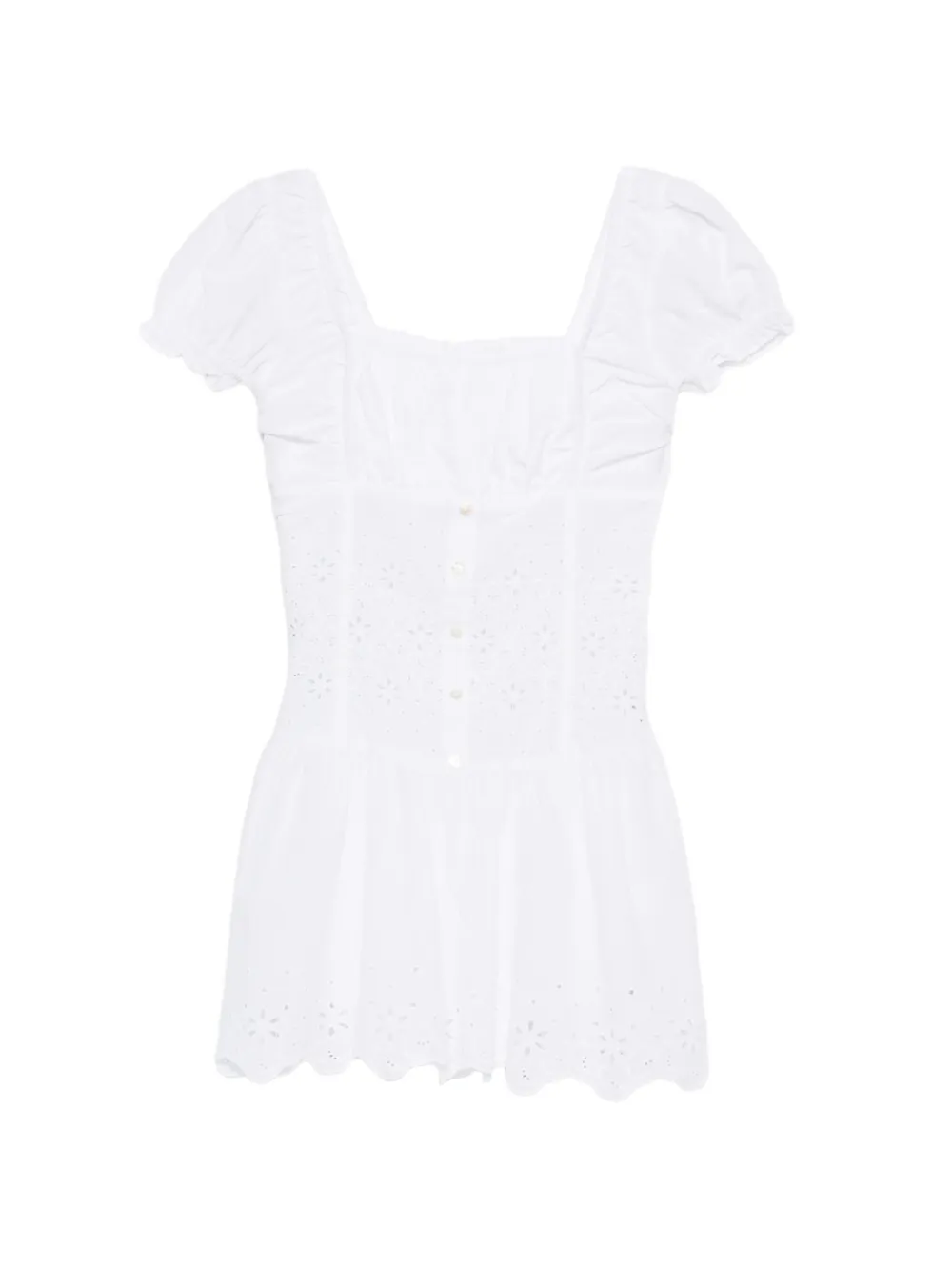 Frankies Bikinis Lucien broderie-anglaise puff-sleeve mini dress - Bianco