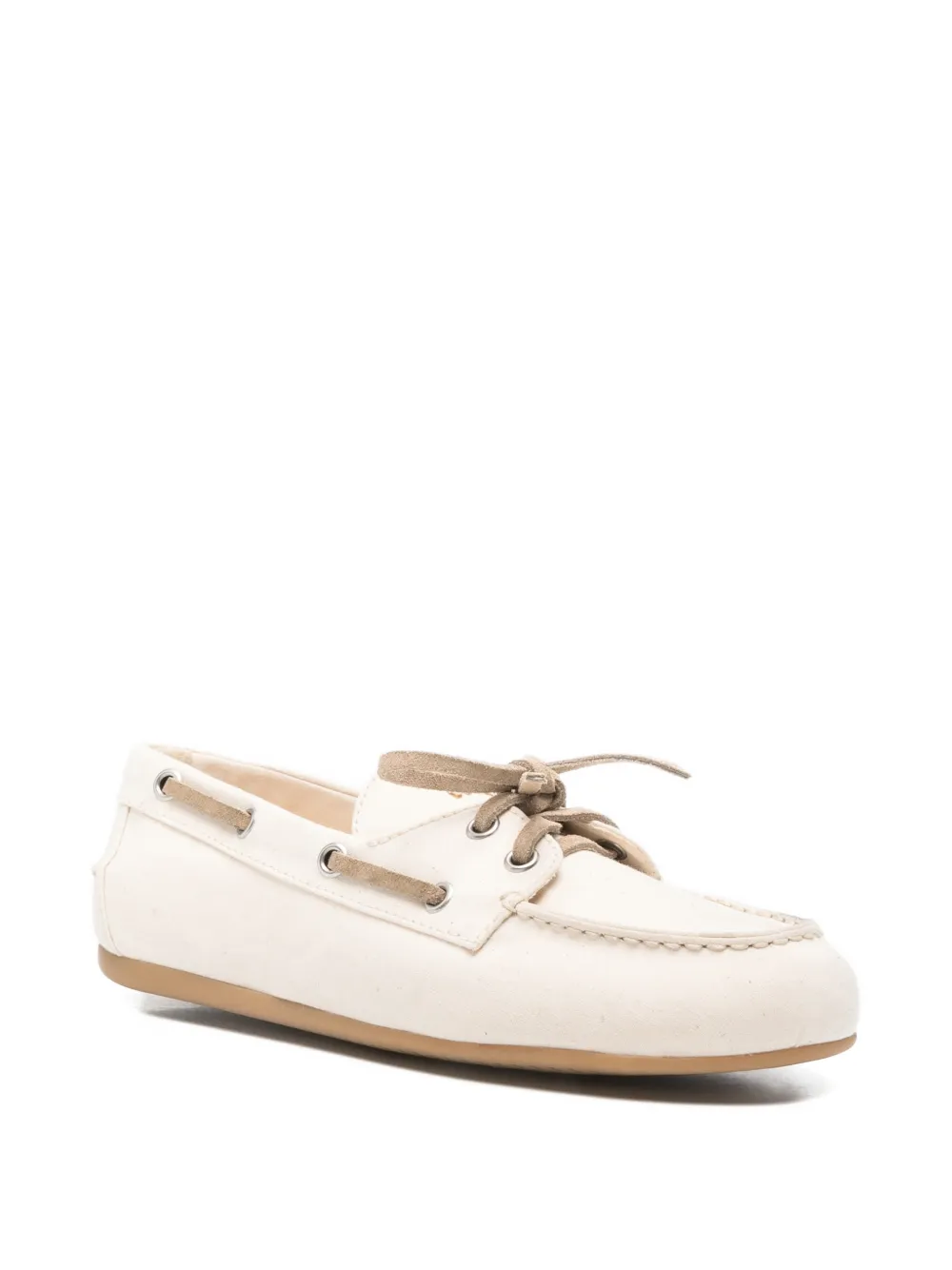 Miu lace-up boat shoes Beige