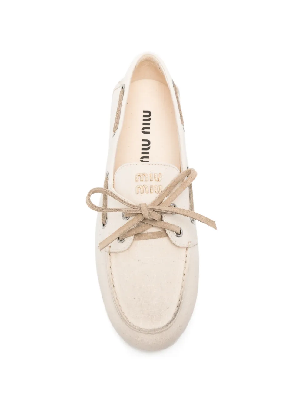 Miu lace-up boat shoes Beige