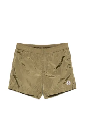 Moncler Drawstring Logo Patch Swim Shorts | Red | FARFETCH
