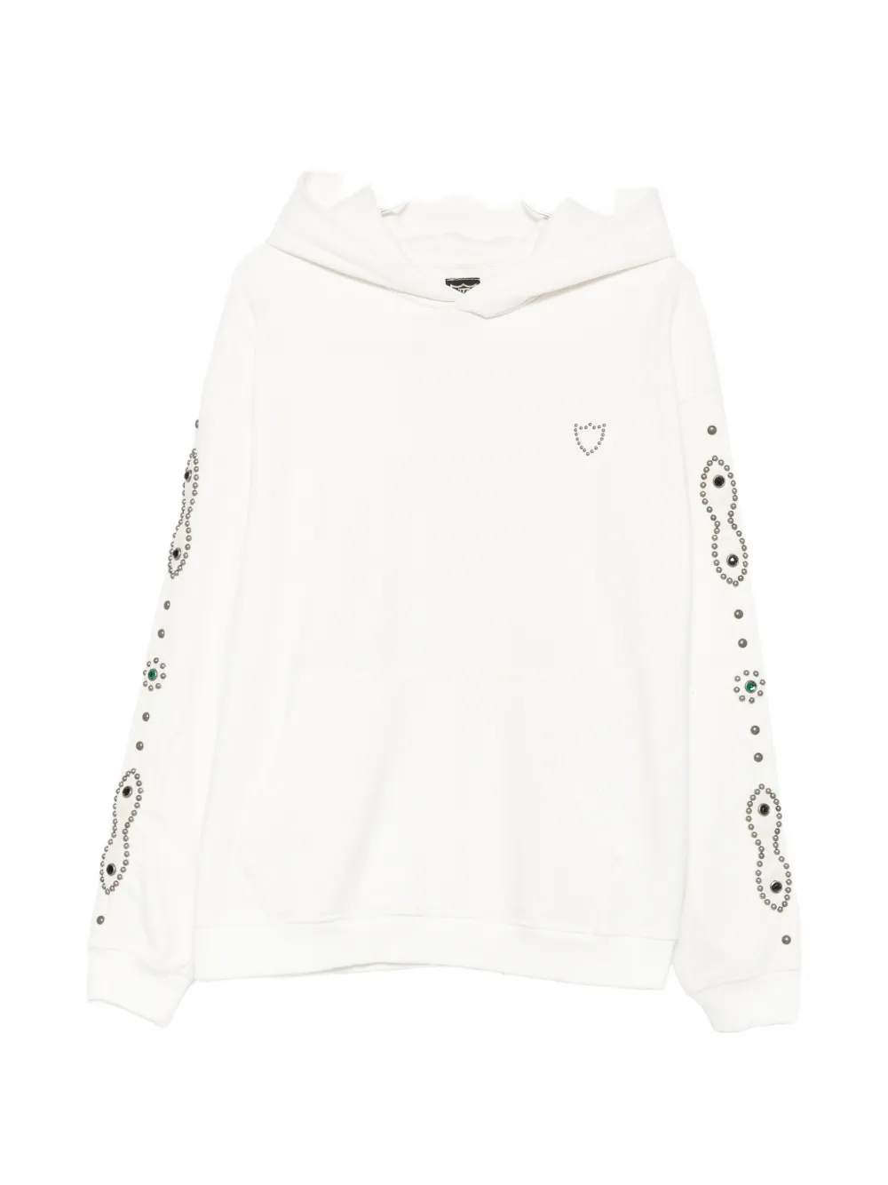 Htc Los Angeles Moustache Stud-embellished Crystal-embellished Hoodie In White