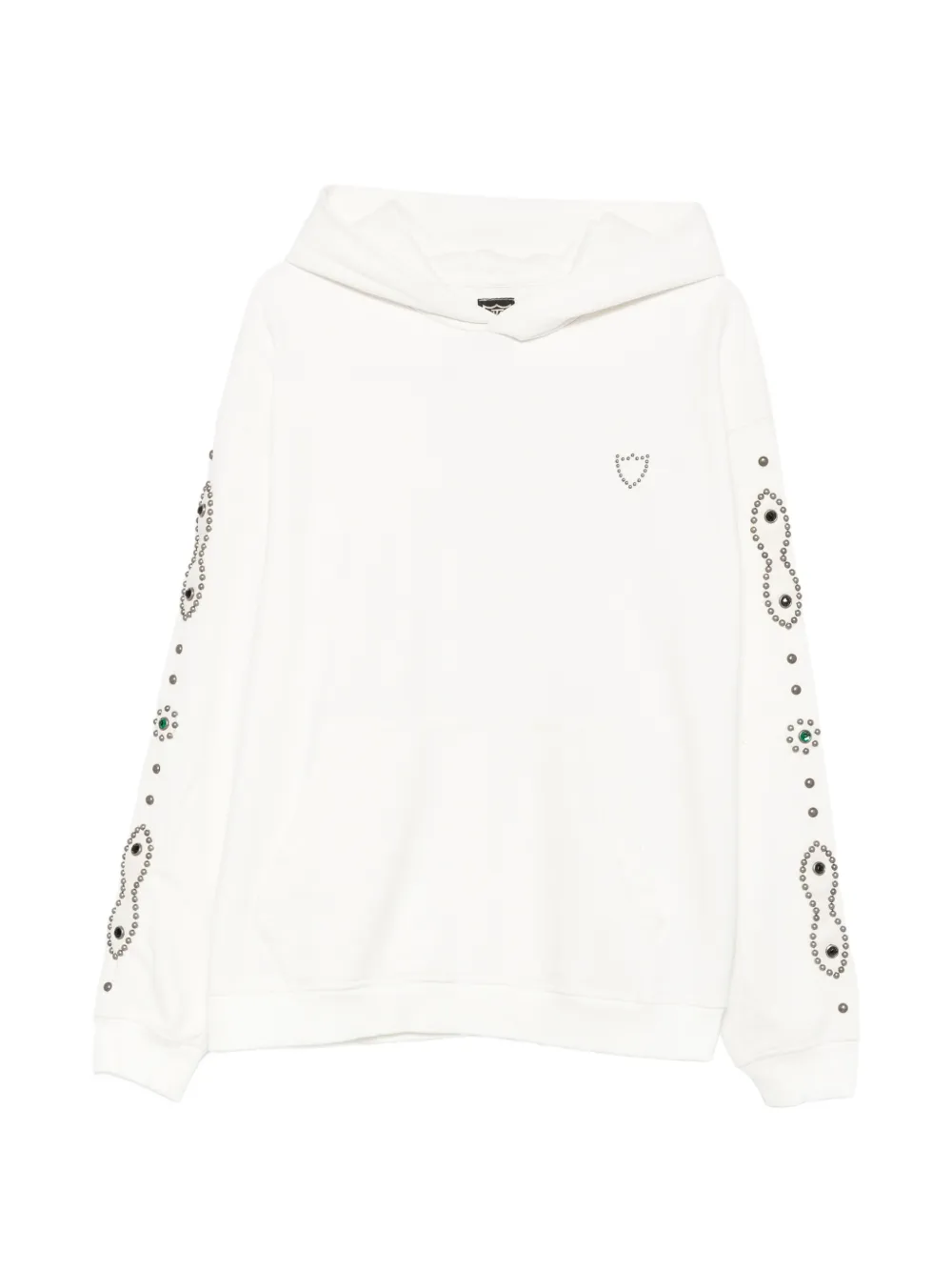 Htc Los Angeles Moustache stud-embellished crystal-embellished hoodie - White